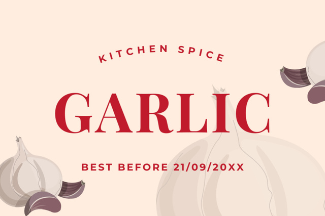 Flavorsome Garlic Spice In Package Offer Label Design Template