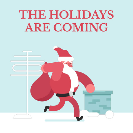 Christmas Santa Running on Roof Animated Post Design Template