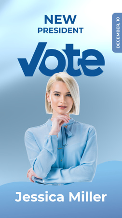 Szablon projektu Ogłoszenie dotyczące głosowania z kobietą w kolorze niebieskim Instagram Story