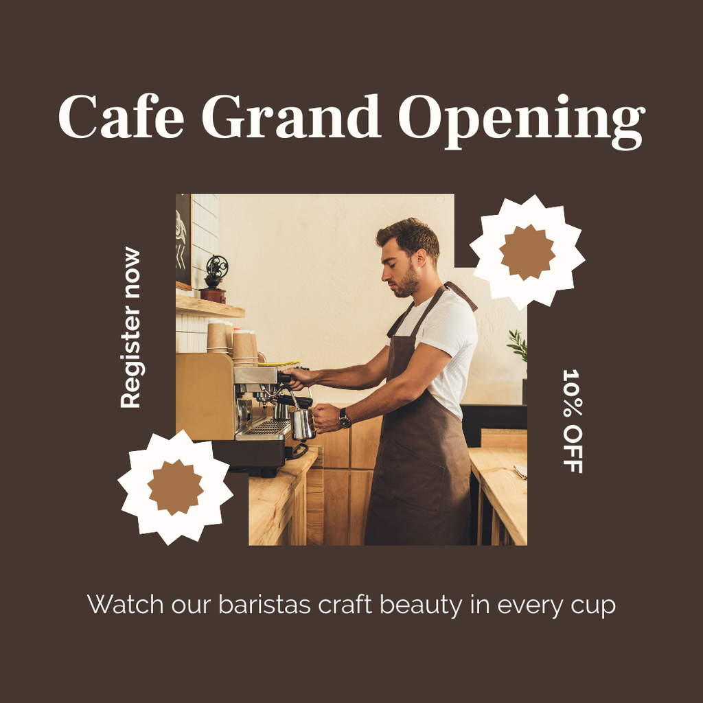 Plantilla de diseño de Outstanding Cafe Grand Opening Gala With Discount On Coffee Instagram AD 