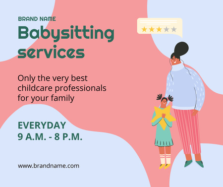Childcare Specialist Offer in Blue and Pink Facebookデザインテンプレート