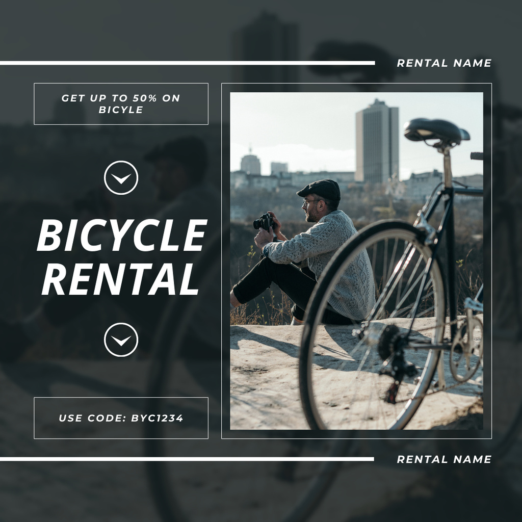 Ontwerpsjabloon van Instagram AD van Rental Bicycles for City Travel