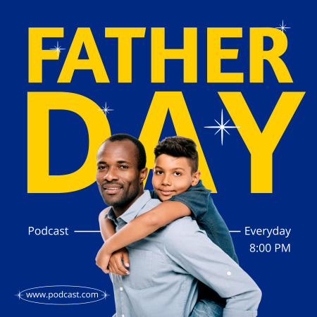 Isänpäivän podcastin kansi, jossa on isä ja poika Podcast Cover Design Template