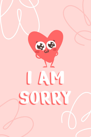 Ontwerpsjabloon van Postcard 4x6in Vertical van Apology Phrase With Illustrated Heart