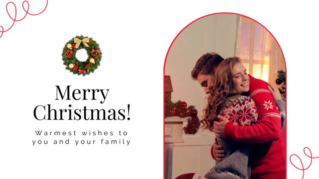 Plantilla de diseño de Christmas Holiday Greeting with Happy Hugging Couple Full HD video 