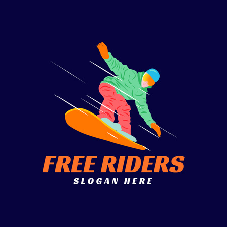 Ontwerpsjabloon van Logo van Athlete Riding Snowboard