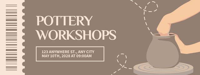 Template di design Pottery Workshops Announcement With Illustration Ticket