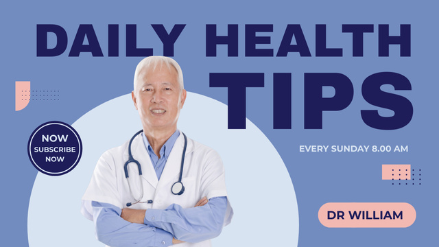 Daily Healthcare Tips from Mature Doctor Youtube Thumbnail Modelo de Design