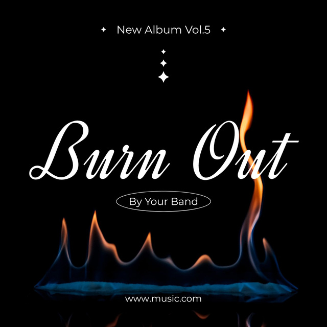 Music Album Announcement with Flame Album Cover Tasarım Şablonu