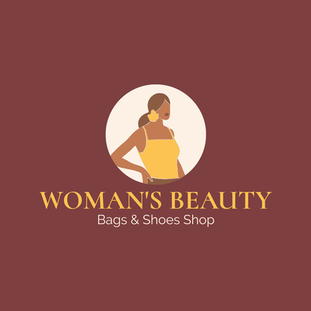 Fashion Store Ad with Stylish Woman Logo Design Template
