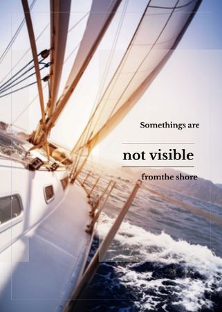 Platilla de diseño White Yacht in Sea with Inspirational Quote Flayer