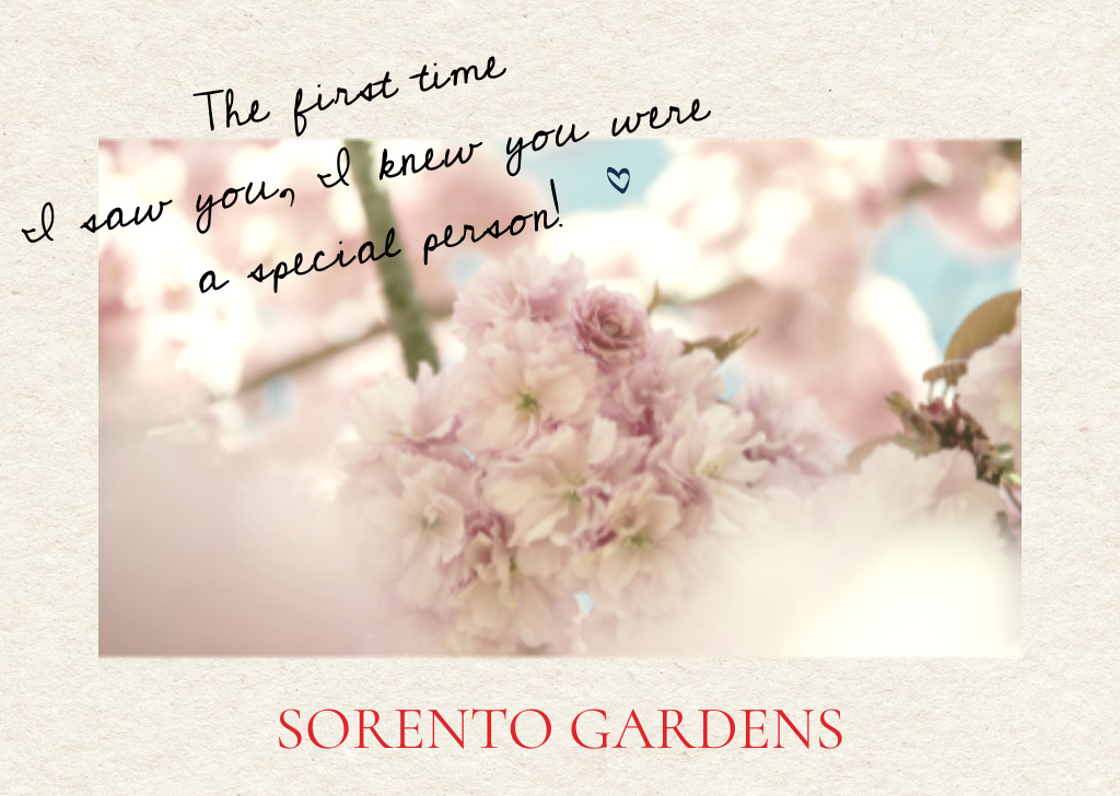 Gardens advertisement with Tender Flower Card Šablona návrhu
