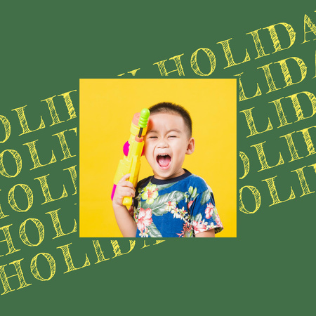 Cute Crying Child holding Water Gun Instagram Design Template