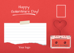Galentine's Day Wishes with Retro Mixtape on Red