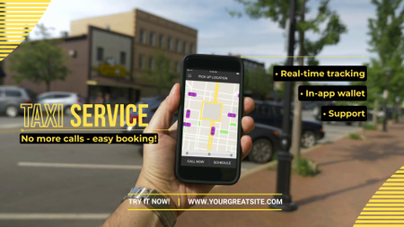 Ontwerpsjabloon van Full HD video van Aanbieding taxiservice-app bij boeking