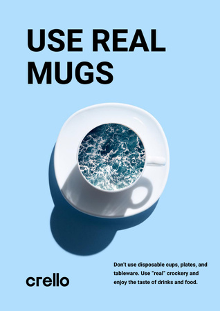 Plantilla de diseño de Ecology Concept with Ocean in Ceramic Cup in Blue Poster 