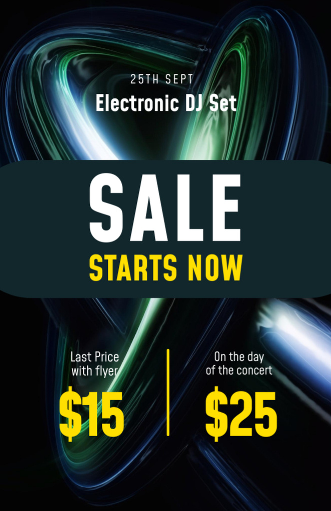 Ontwerpsjabloon van Flyer 5.5x8.5in van Electronic DJ Set Tickets Price Offer