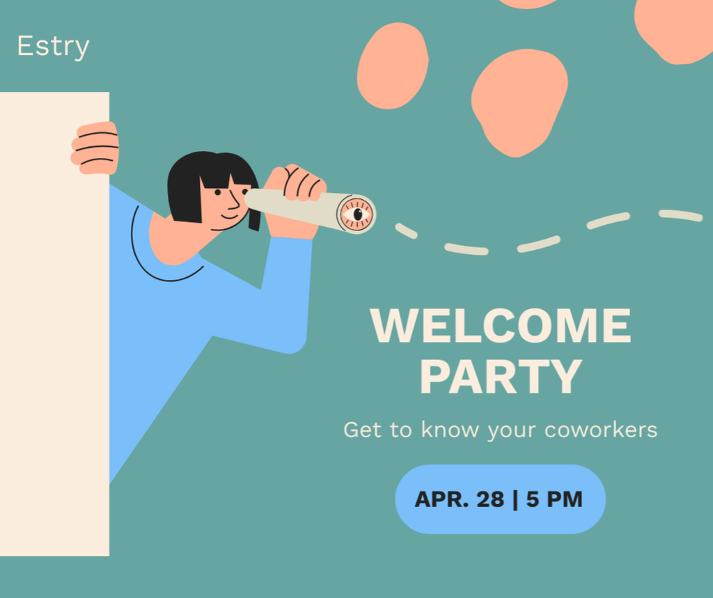 Template di design Party Invitation with Woman with Spyglass Facebook