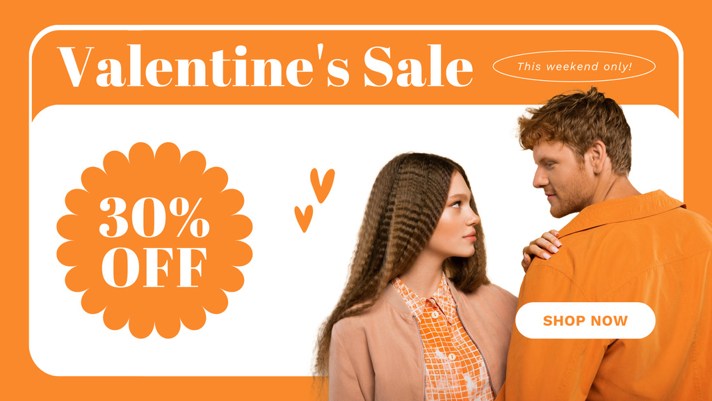 Memorable February 14th Sale with Couple in Love FB event cover – шаблон для дизайна
