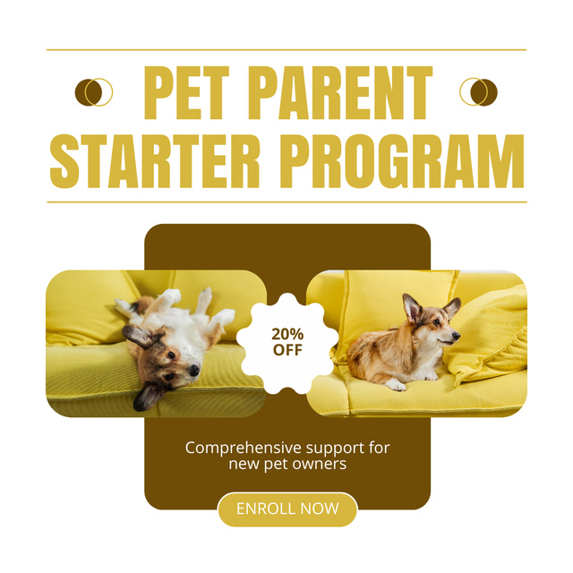 Designvorlage Pet Parent Starter Program for Dogs Owners für Instagram AD