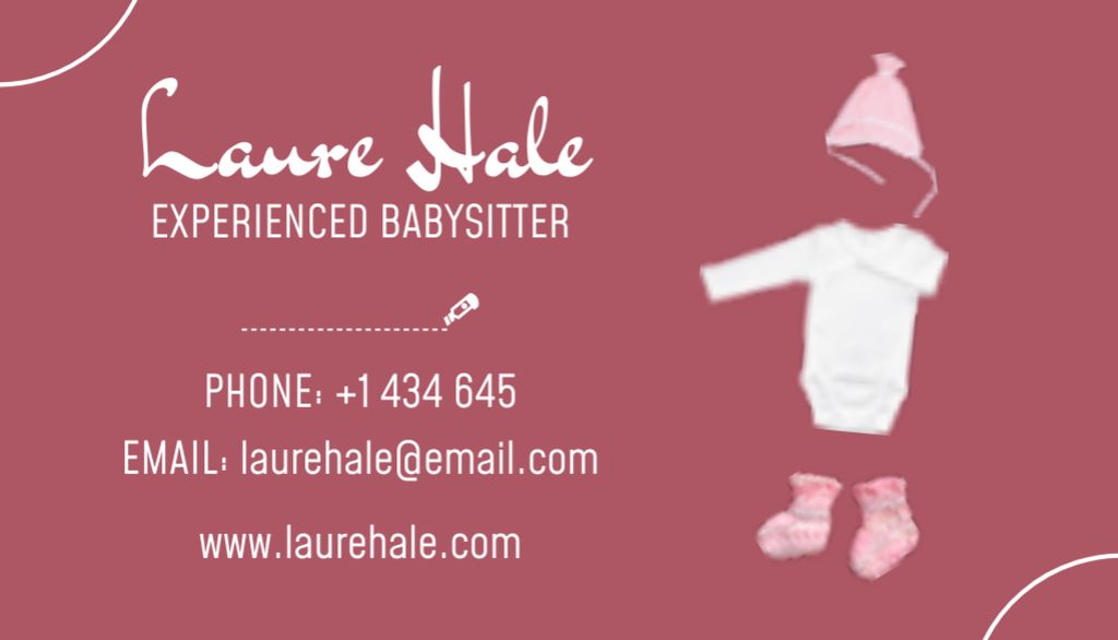 Skilled Childcare Services Offer In Red Business Card US Πρότυπο σχεδίασης