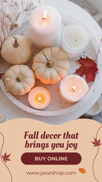 Autumnal Home Decor With Pumpkins And Candles Offer Instagram Story – шаблон для дизайна