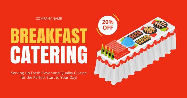 Services of Breakfast Catering with Snacks on Table Facebook AD Design Template