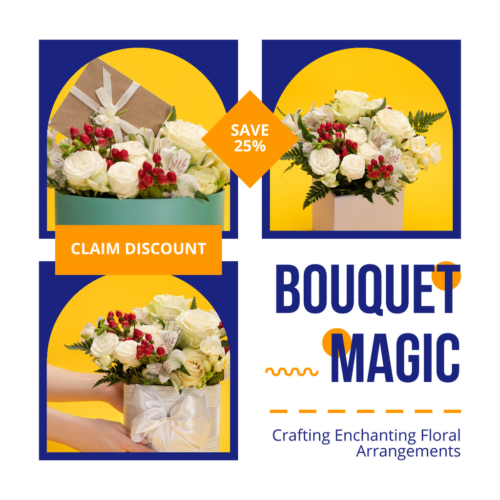 Magical Bouquets Offer with Great Discount Instagram AD Šablona návrhu