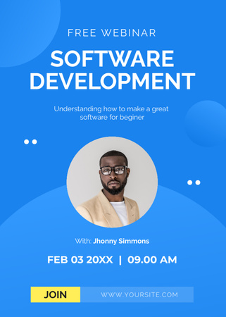 Platilla de diseño Software Development Webinar Announcement Flayer