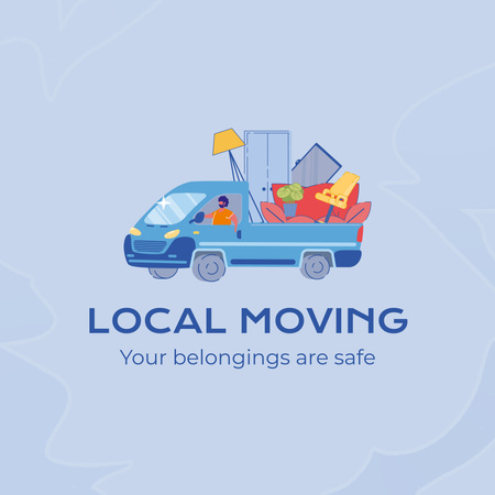 Local Moving Service With Pickup And Slogan Animated Logo Design Template