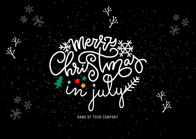 Ad of Celebration of Christmas in July on Black Flyer A6 Horizontal tervezősablon