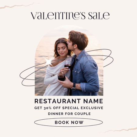 Szablon projektu specjalny rabat na kolację dla par zakochanych w walentynki Instagram AD