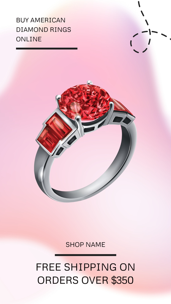 Red Diamond Ring Instagram Story Design Template