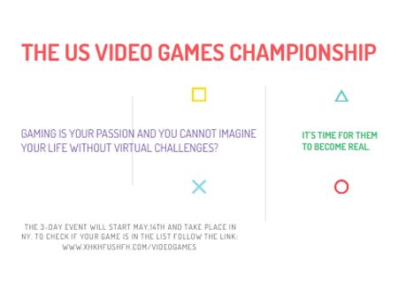 Platilla de diseño Video games Championship Announcement Card