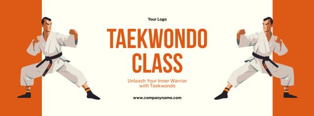 Ad of Taekwondo Class with Fighters Facebook cover tervezősablon