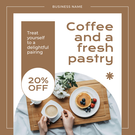 Ontwerpsjabloon van Instagram AD van Heerlijke combinatie van koffie en gebak en gereduceerde tarieven