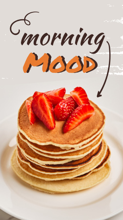 Yummy Pancakes with Strawberries on Breakfast Instagram Story Design Template