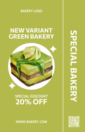 Special Bakery's Offer of Pastry on Green Recipe Card Design Template