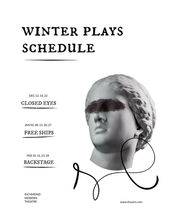 Platilla de diseño Theatrical Show Announcement with Antique Sculpture Poster 8.5x11in