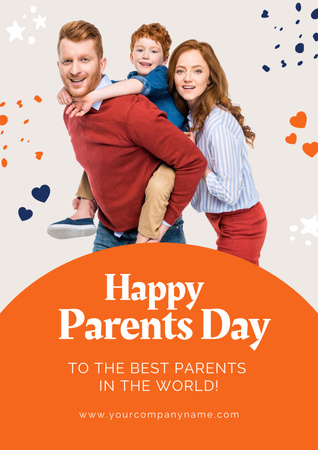 Plantilla de diseño de Familia feliz con niño en el día de los padres Poster 