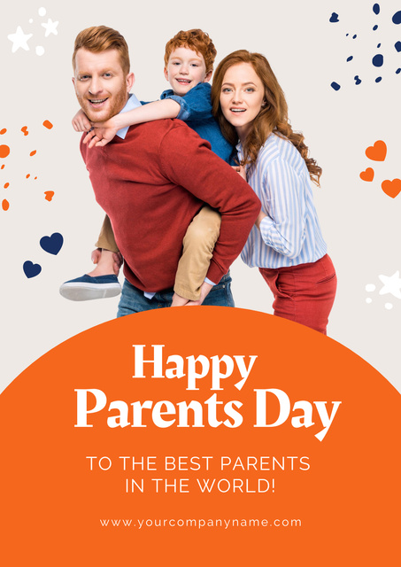 Platilla de diseño Happy Family with Kid on Parents' Day Poster