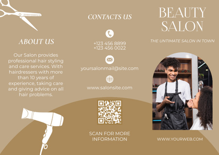 Beauty Salon Offer with Young African Americans Brochure Design Template