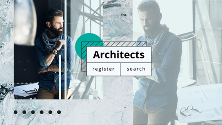 Template di design Architect working with blueprints Youtube