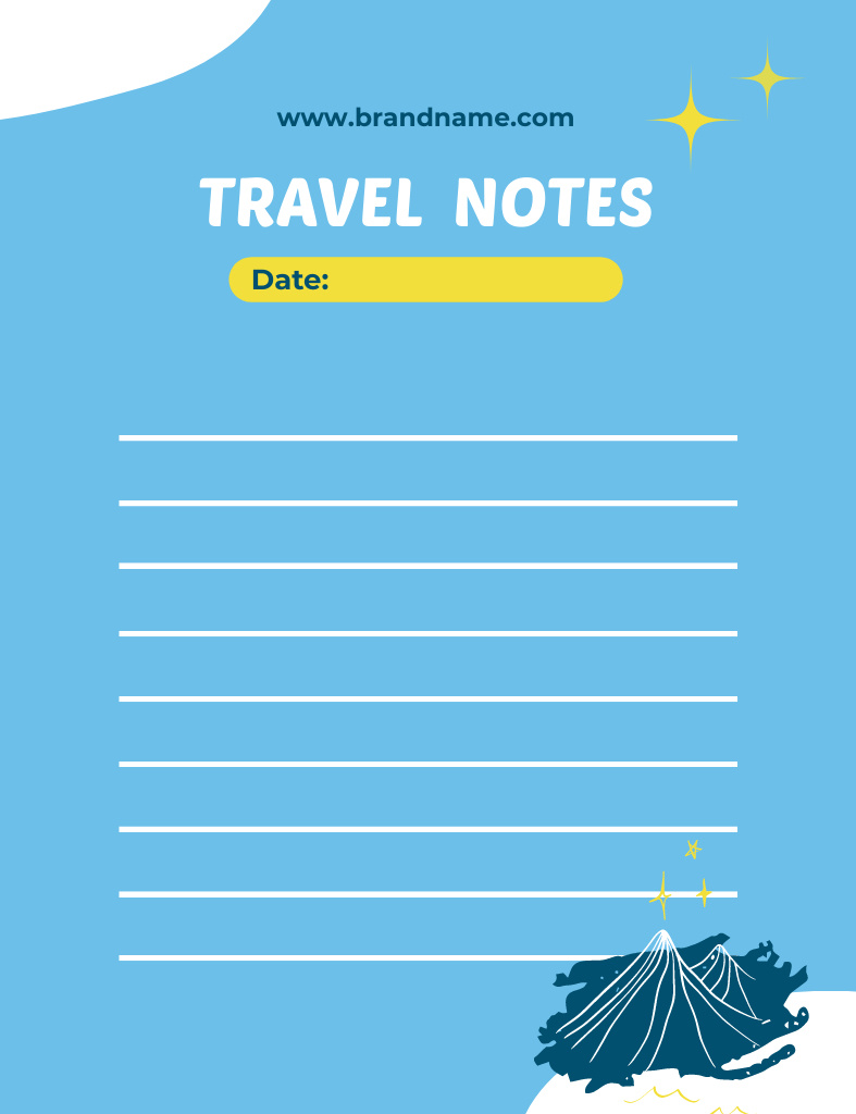 Travel Planner in Blue with Mountains and Stars Notepad 107x139mmデザインテンプレート