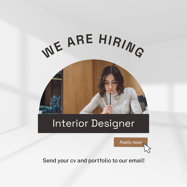 Apply Now to Interior Designer Position Social media Design Template