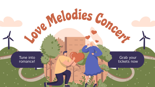 Valentine's Day Love Melodies Concert Announcement FB event cover tervezősablon