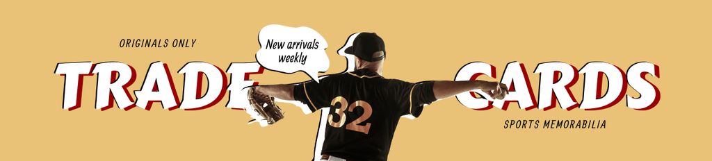 Sport Cards Ad with Baseball Player in Uniform Ebay Store Billboard – шаблон для дизайна