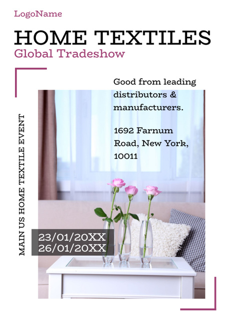 Szablon projektu Home Textiles Event Announcement with Roses in Vases Flyer A7