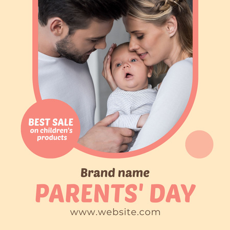 Happy Parents Holding Newborn Baby Instagram Design Template