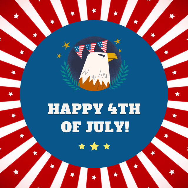Happy Independence Day with Eagle Animated Post Modelo de Design
